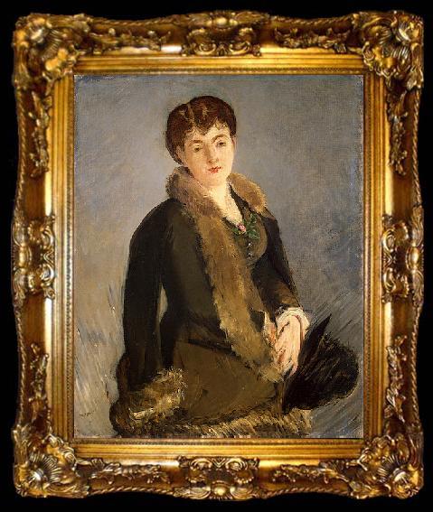 framed  Edouard Manet Isabelle Lemonnier le Chapeau a la Main, ta009-2
